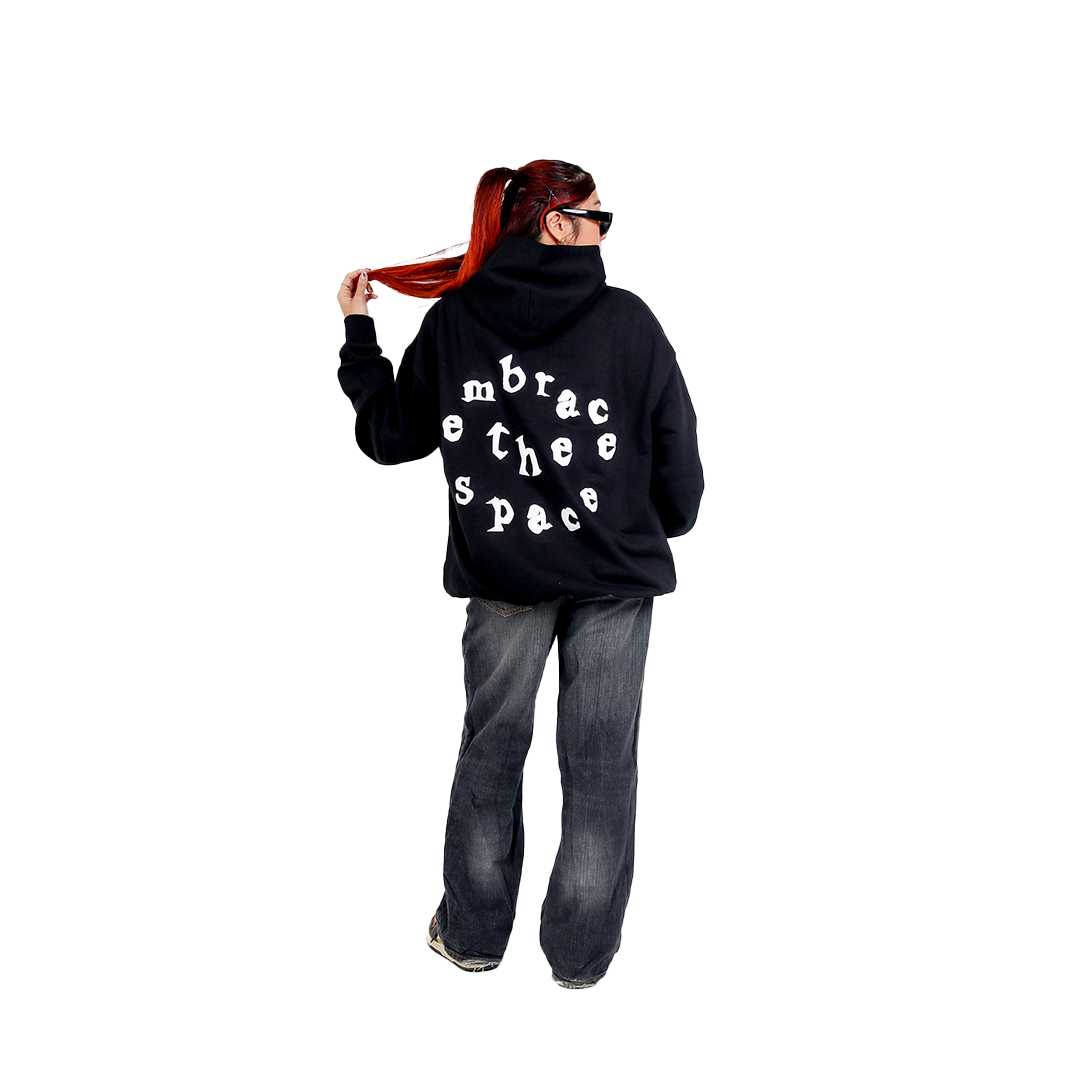 EMBRACE THE SPACE BLACK HOODIE